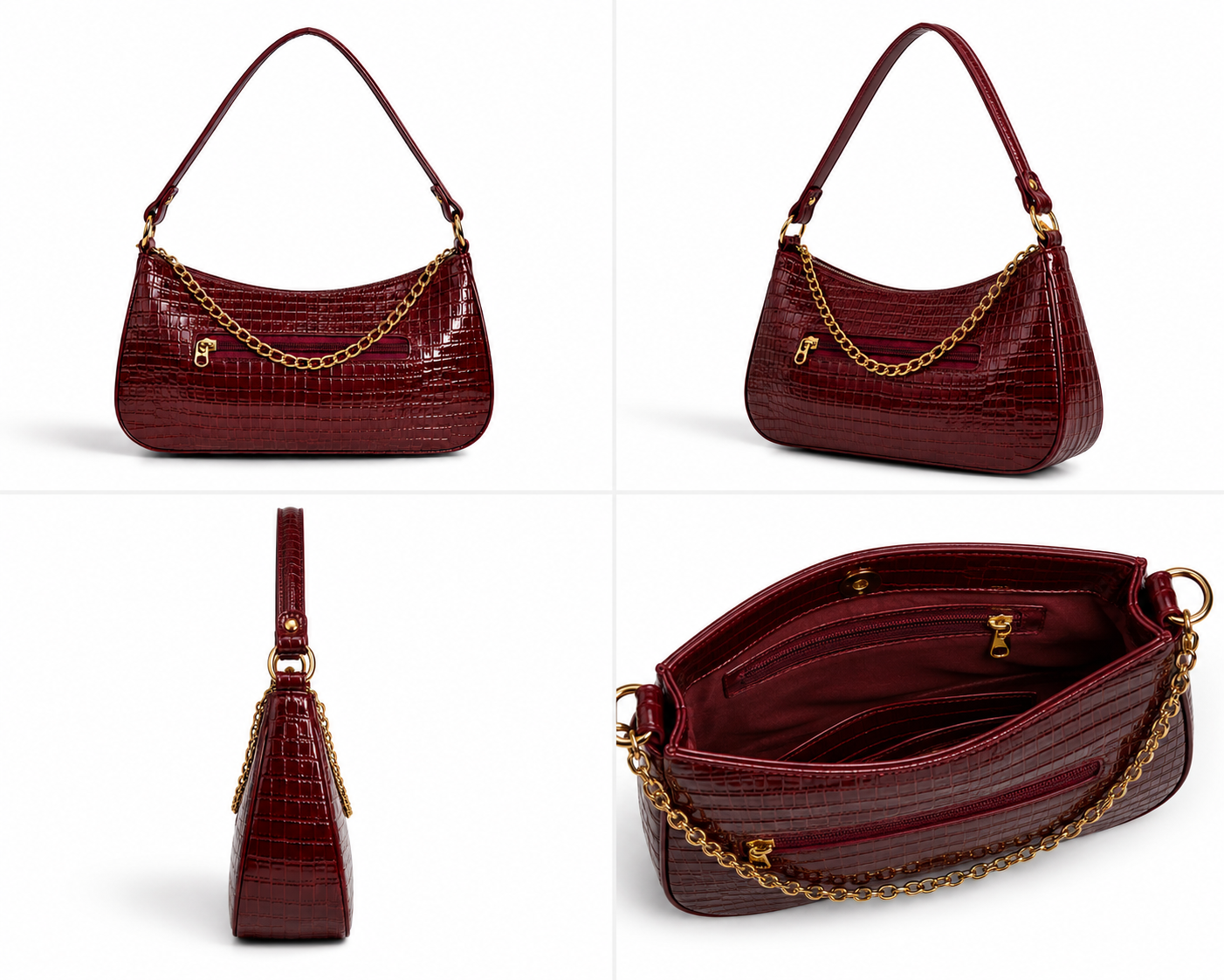VL Morlet Premium Croc-Embossed Shoulder Bag