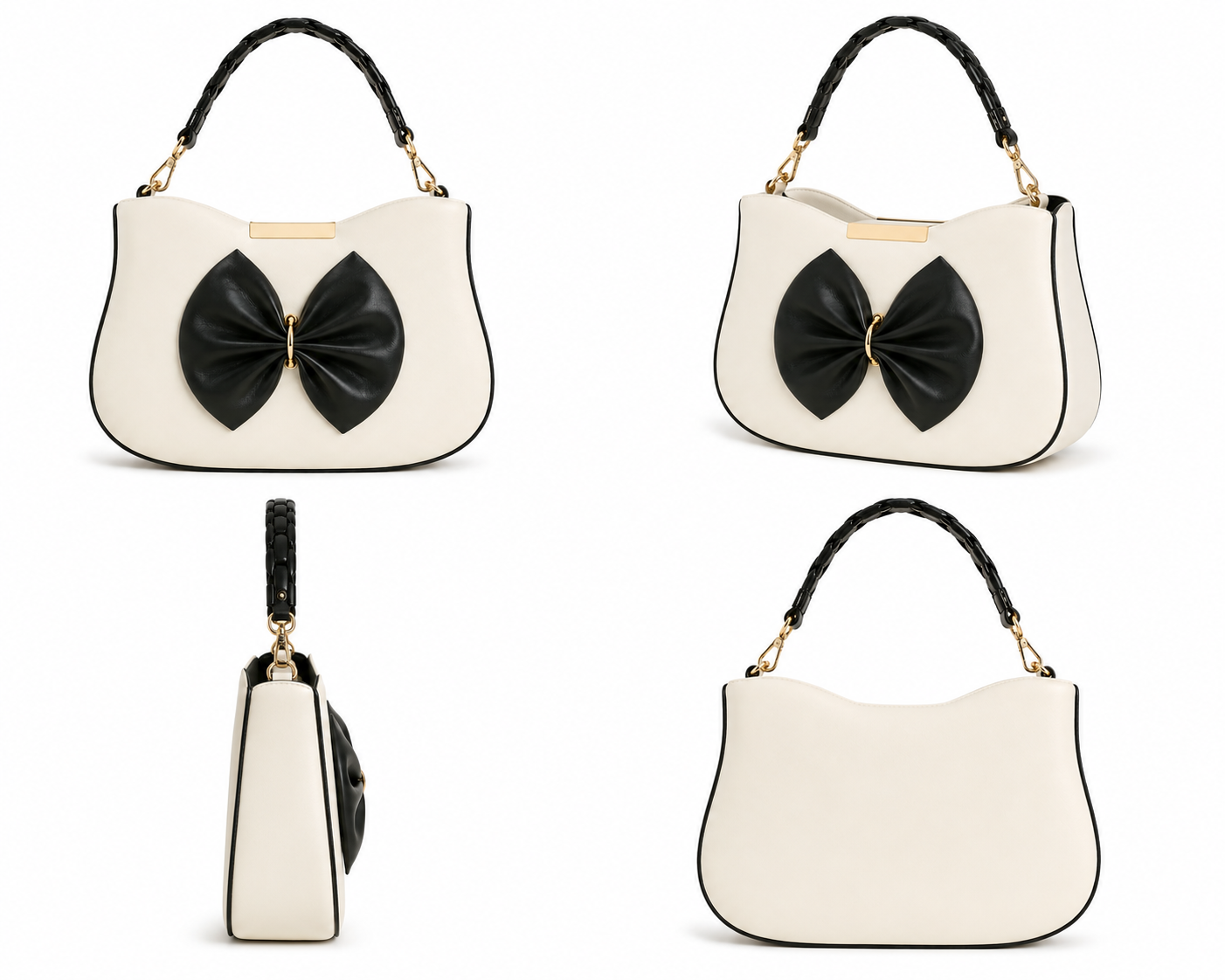 VL Fiocco Monochrome Statement Bow Handbag | Cream & Black