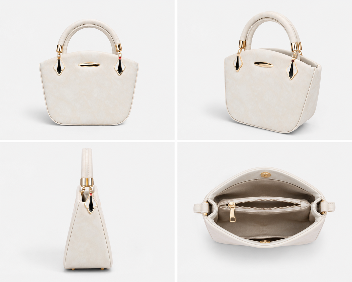 VL Ivoria Premium Sculpted Top-Handle Handbag
