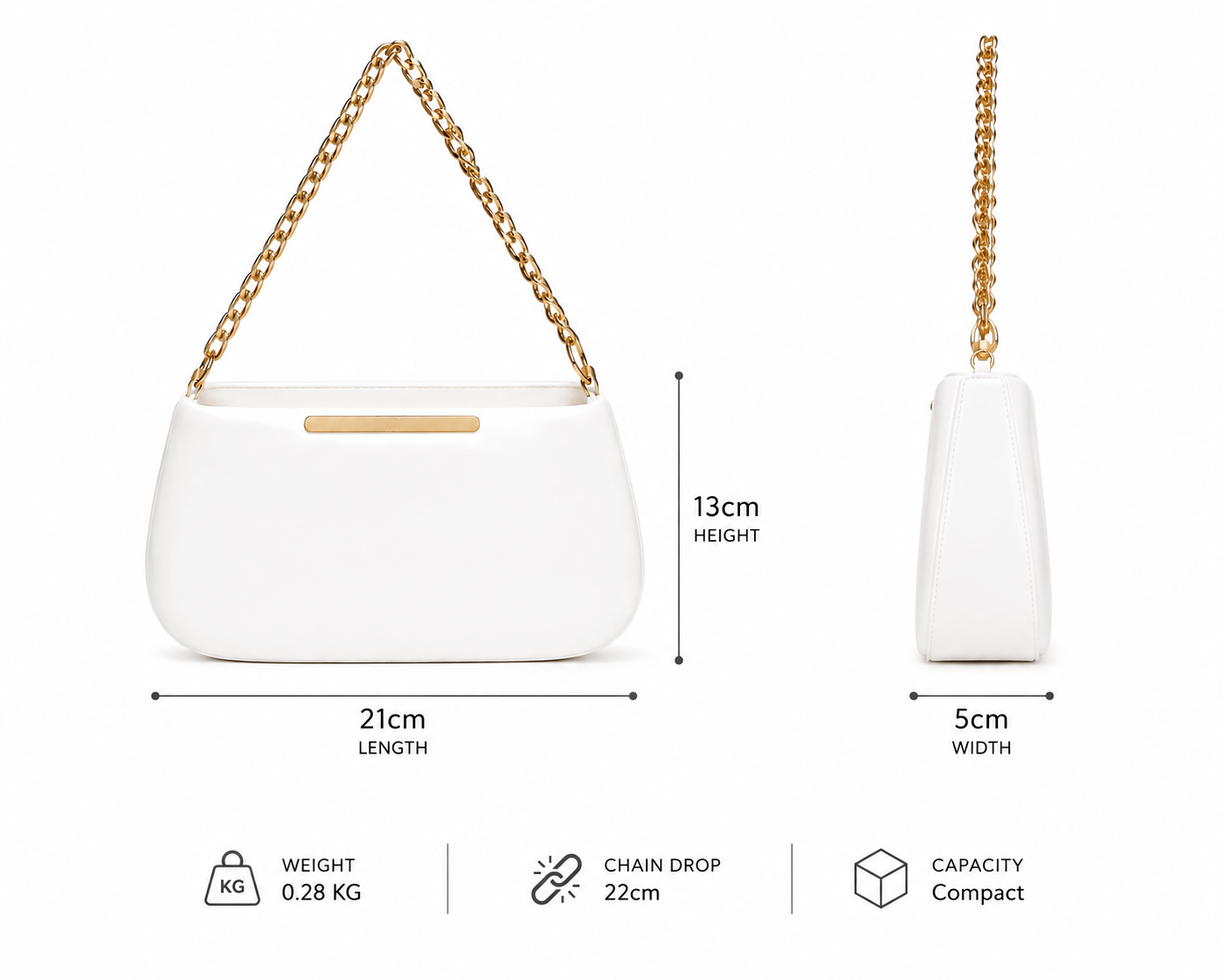 VL Blanc Premium Minimalist Chain Shoulder Bag