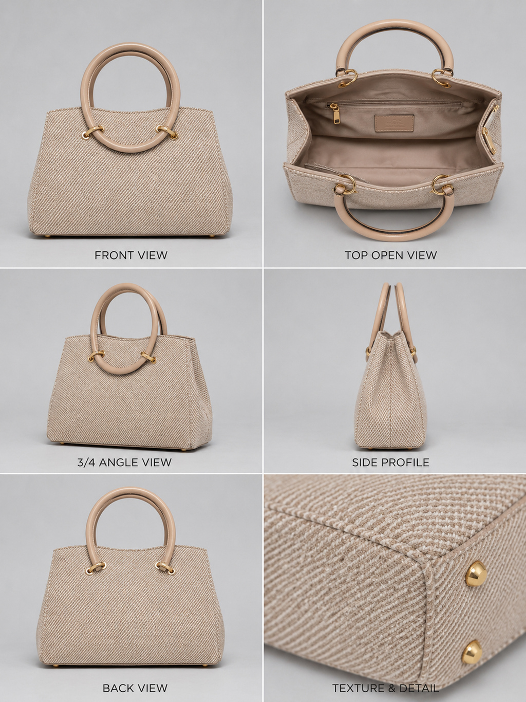 VL Riviera Luxury Woven Handbag | Premium Beige Top-Handle Tote