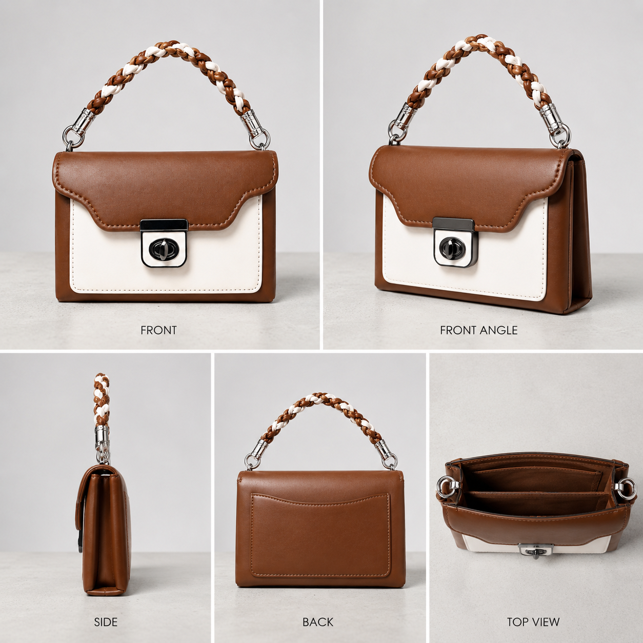 VL Mocha Muse Luxury Crossbody Bag | Premium Braided Handle Handbag