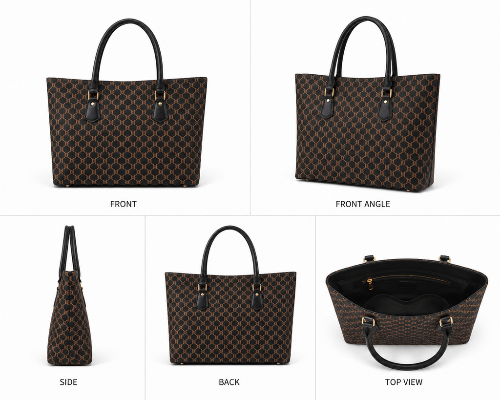 VL Maison Luxury Monogram Tote | Premium Black & Brown Heritage Shoulder Bag