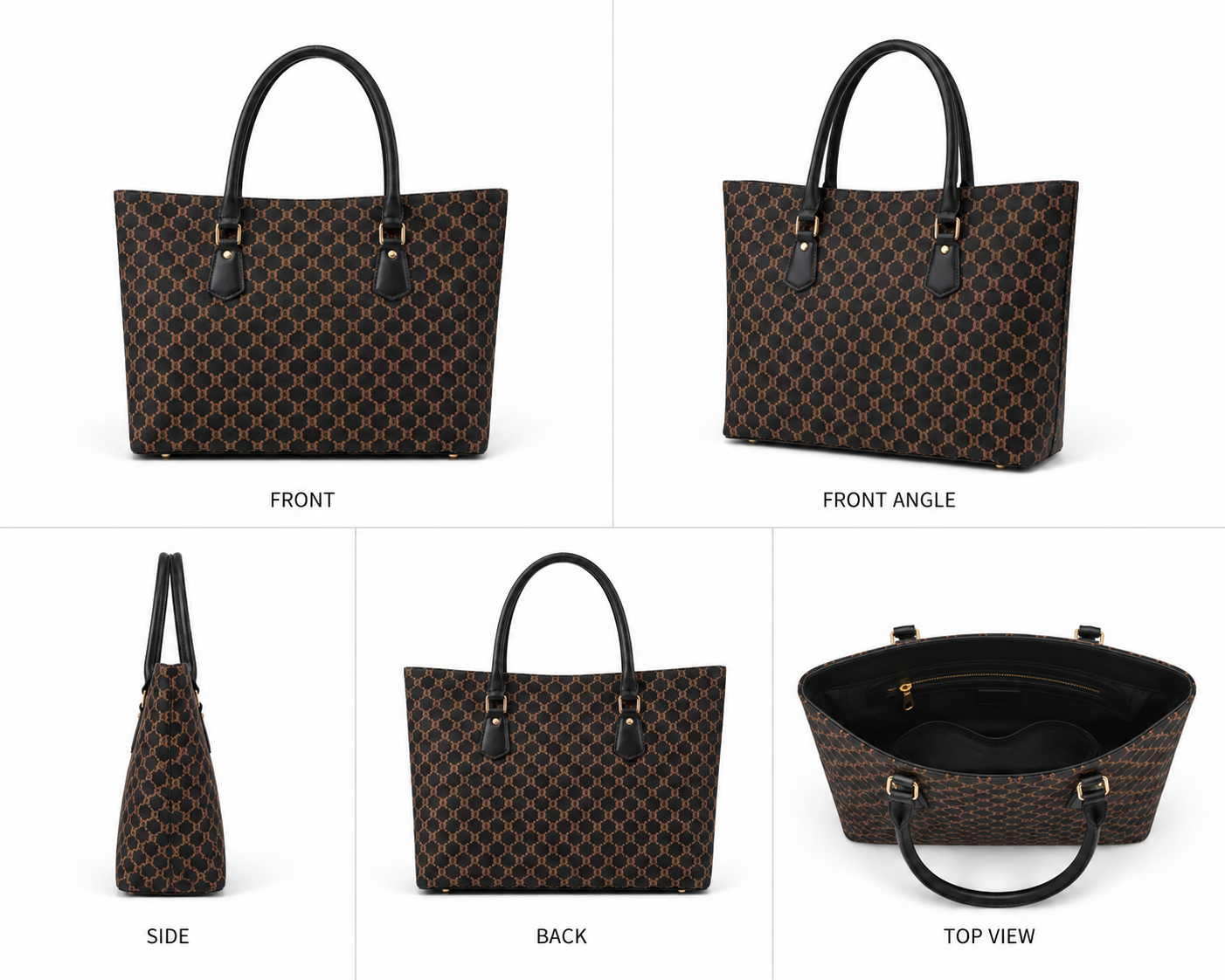 VL Maison Luxury Monogram Tote | Premium Black & Brown Heritage Shoulder Bag