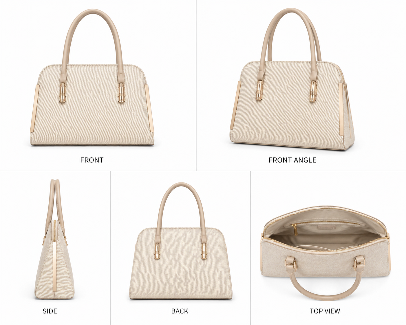VL Ivera Luxury Satchel Bag | Premium Off-White Ribbed Top-Handle Handbag