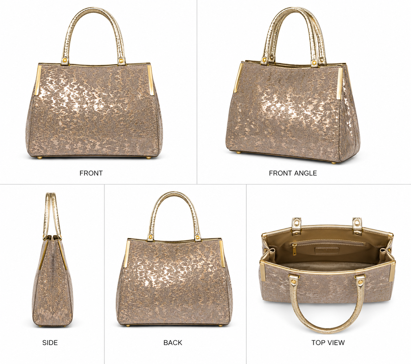 VL Elira Gold Luxury Handbag | Premium Metallic Textured Tote