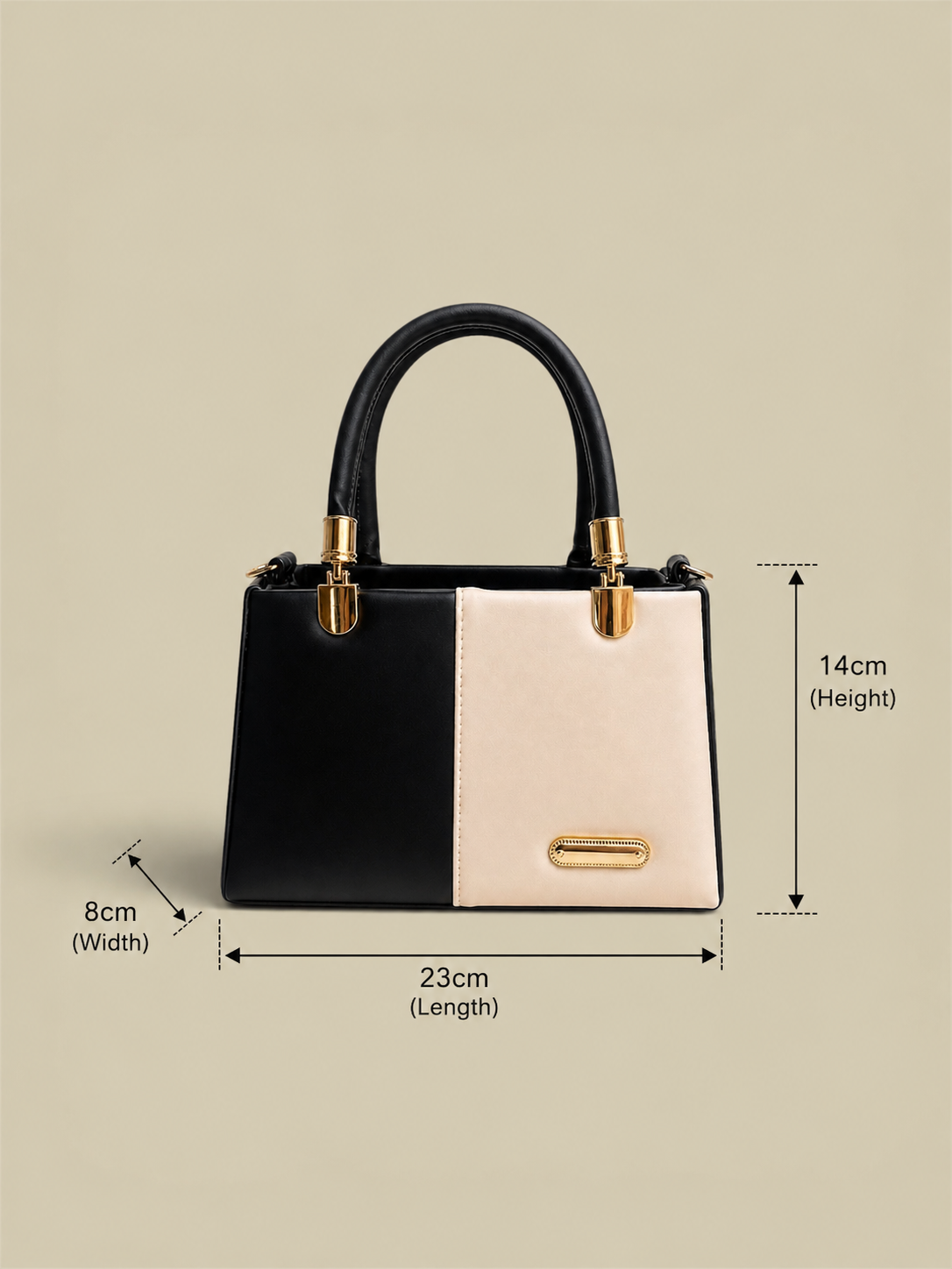 VL Monarque Luxury Crossbody Handbag | Premium Black & Cream Color-Block Tote