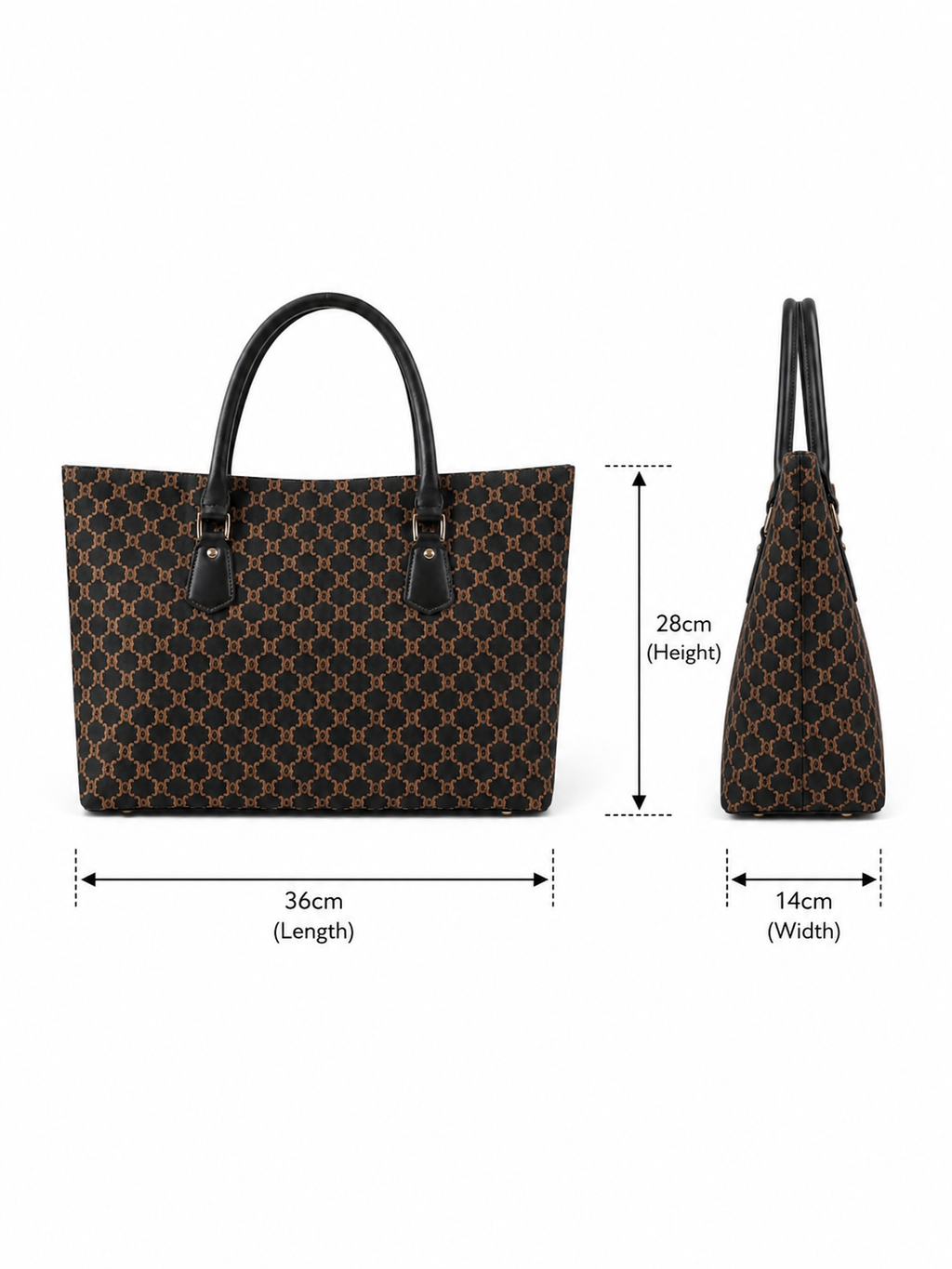 VL Maison Luxury Monogram Tote | Premium Black & Brown Heritage Shoulder Bag