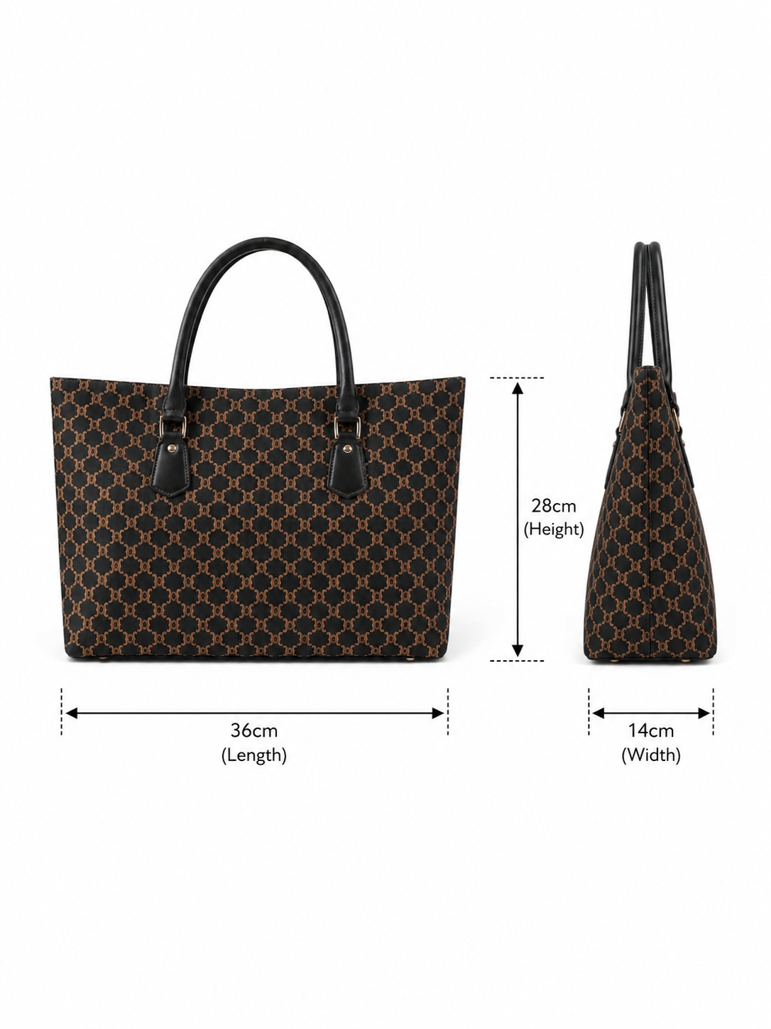 VL Maison Luxury Monogram Tote | Premium Black & Brown Heritage Shoulder Bag