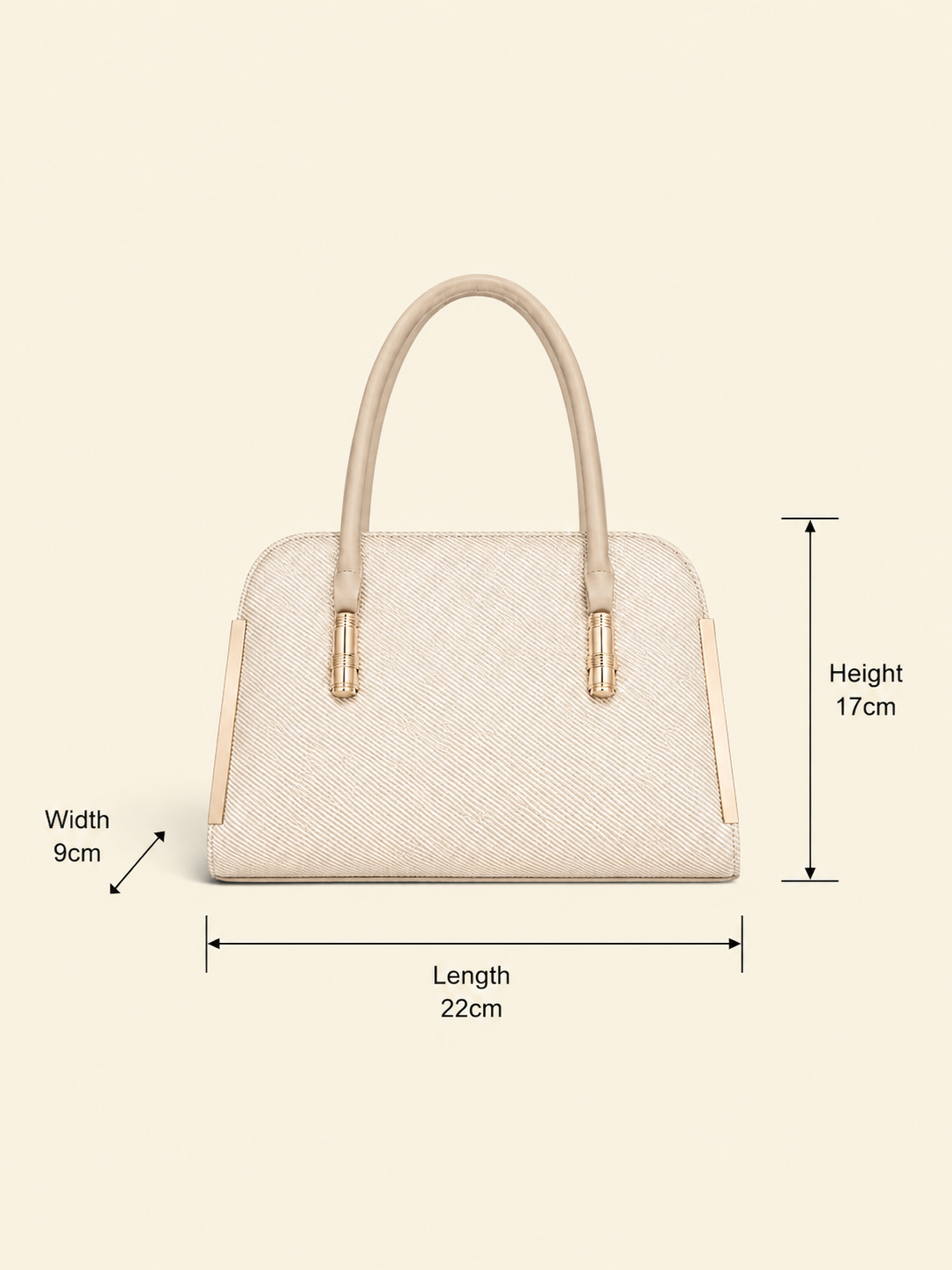 VL Ivera Luxury Satchel Bag | Premium Off-White Ribbed Top-Handle Handbag
