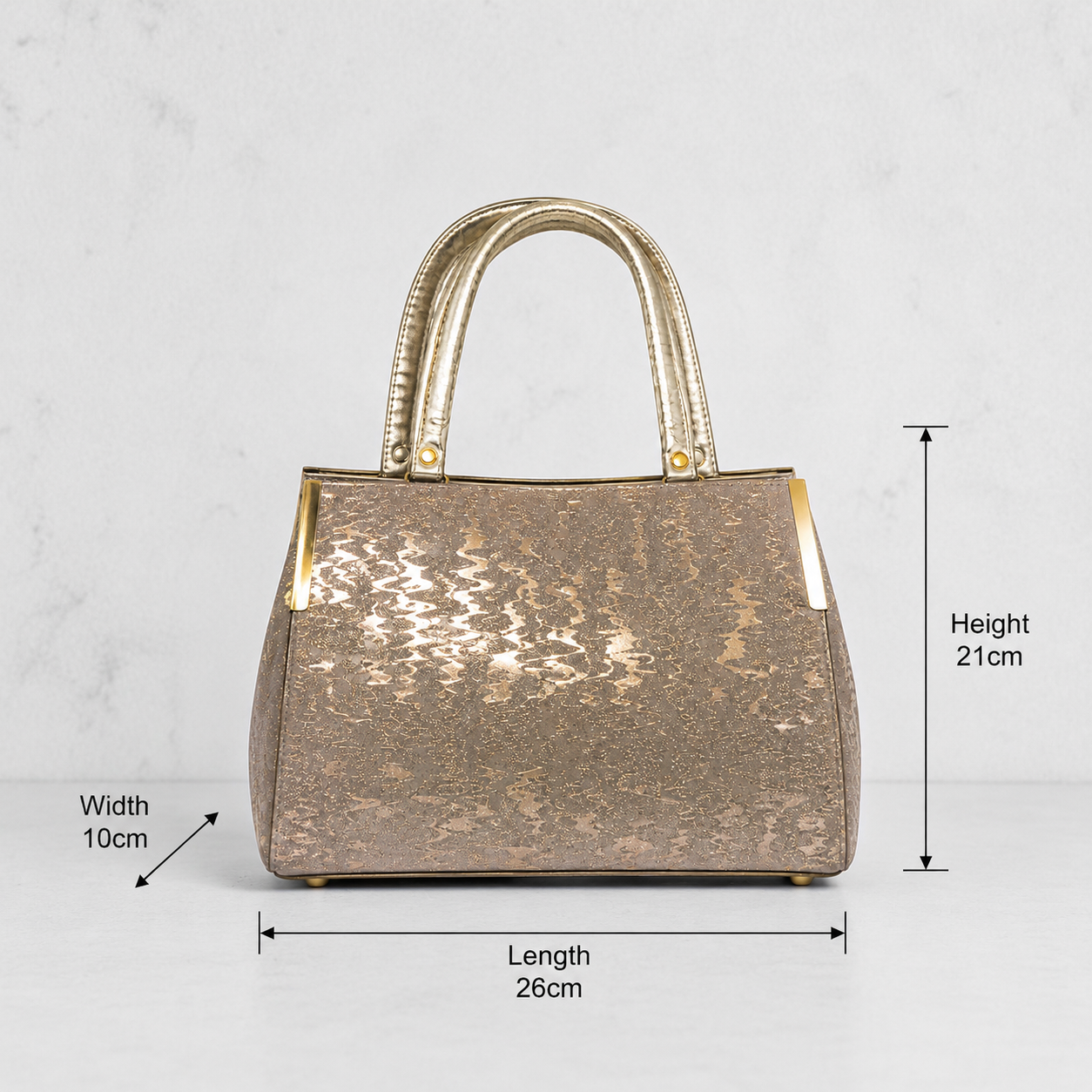 VL Elira Gold Luxury Handbag | Premium Metallic Textured Tote