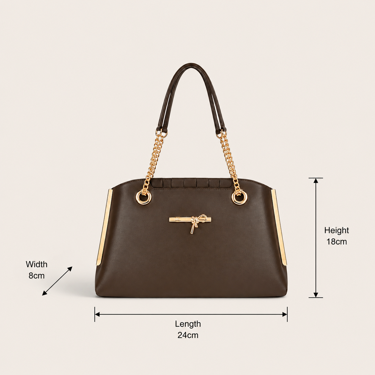 VL Aurevon Luxury Shoulder Bag | Premium Taupe Tote with Gold Hardware Accent