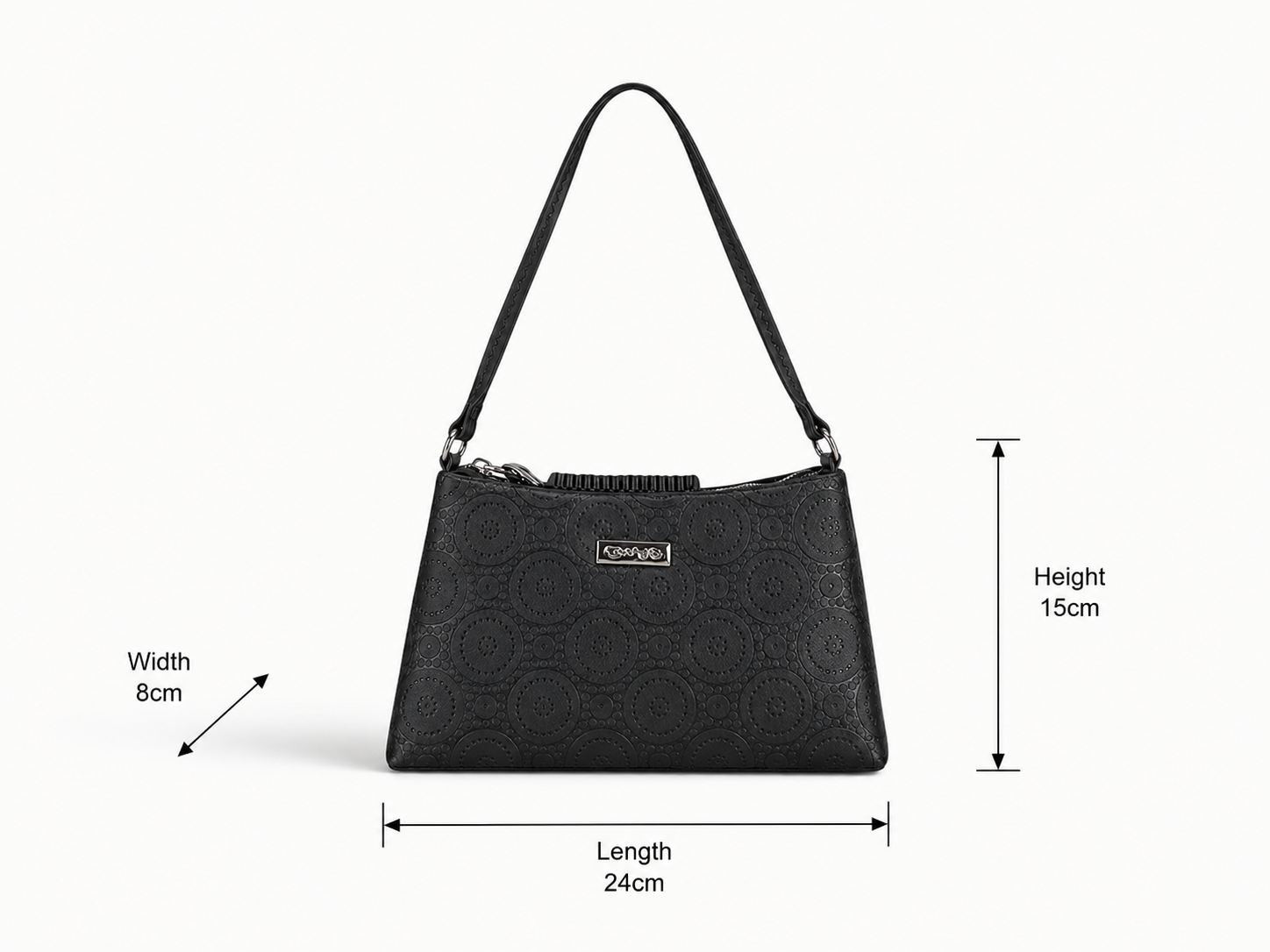 VL Noireva Luxury Shoulder Bag | Premium Embossed Black Baguette Handbag
