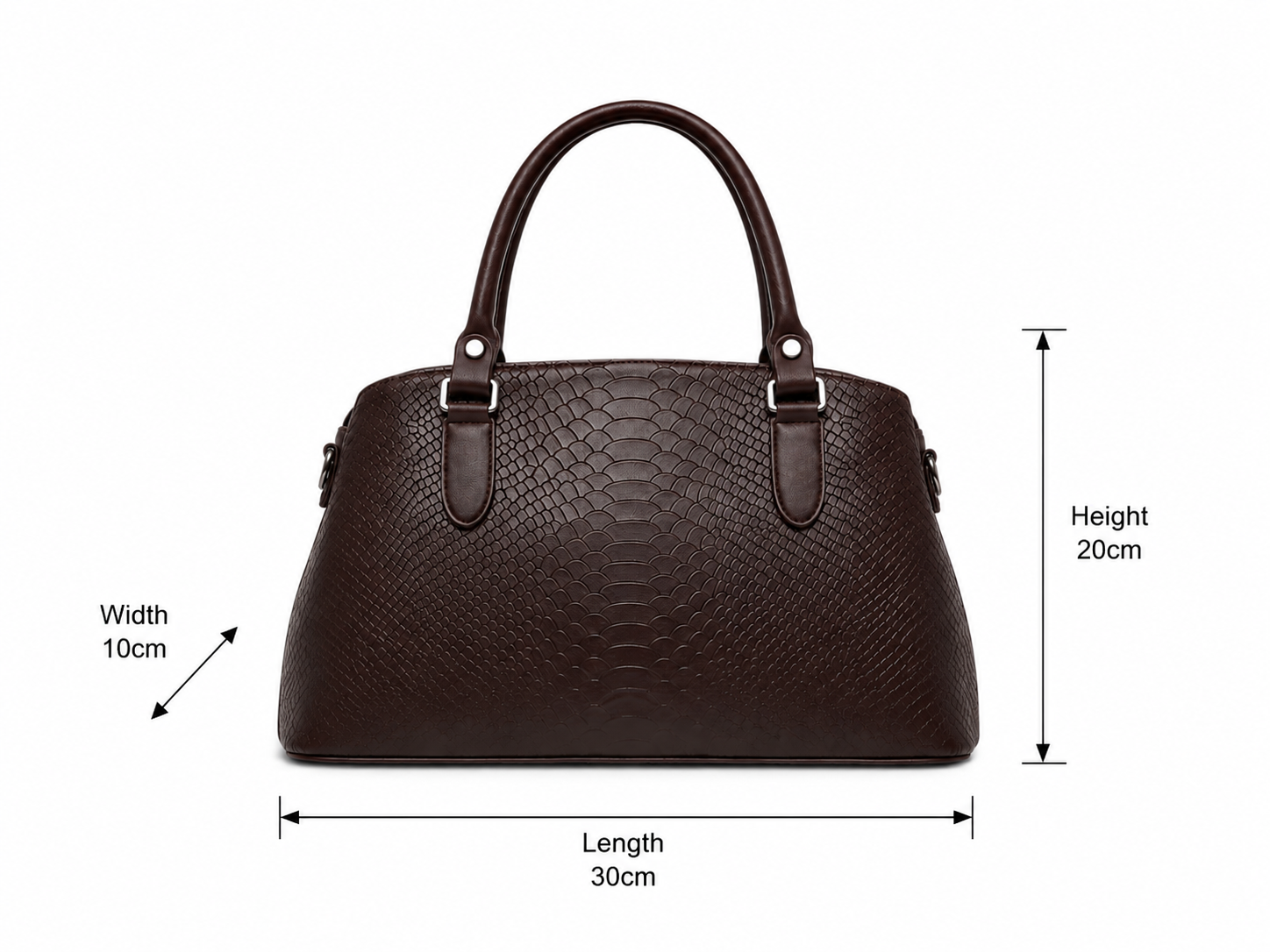 VL Kavron Luxury Dome Handbag | Premium Espresso Snakeskin Tote