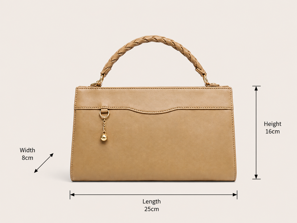 VL Soraya Luxury Top-Handle Bag | Premium Beige Braided Handle Satchel