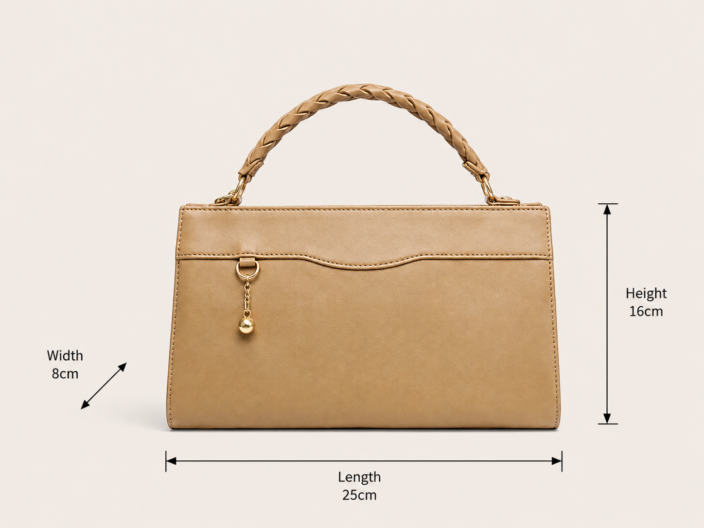 VL Soraya Luxury Top-Handle Bag | Premium Beige Braided Handle Satchel