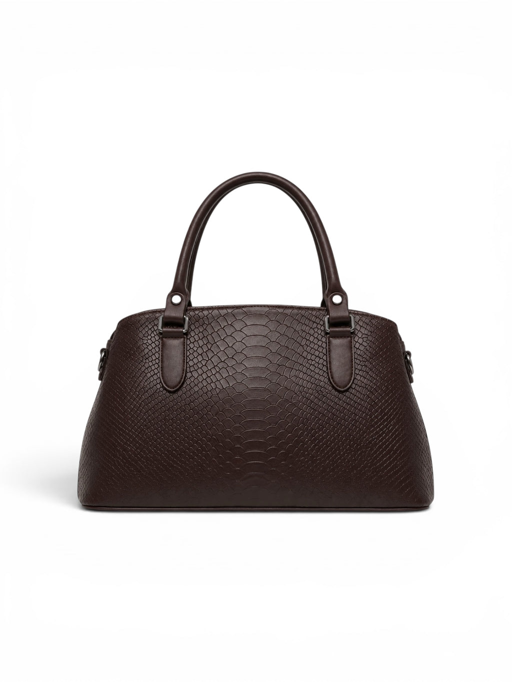 VL Kavron Luxury Dome Handbag | Premium Espresso Snakeskin Tote