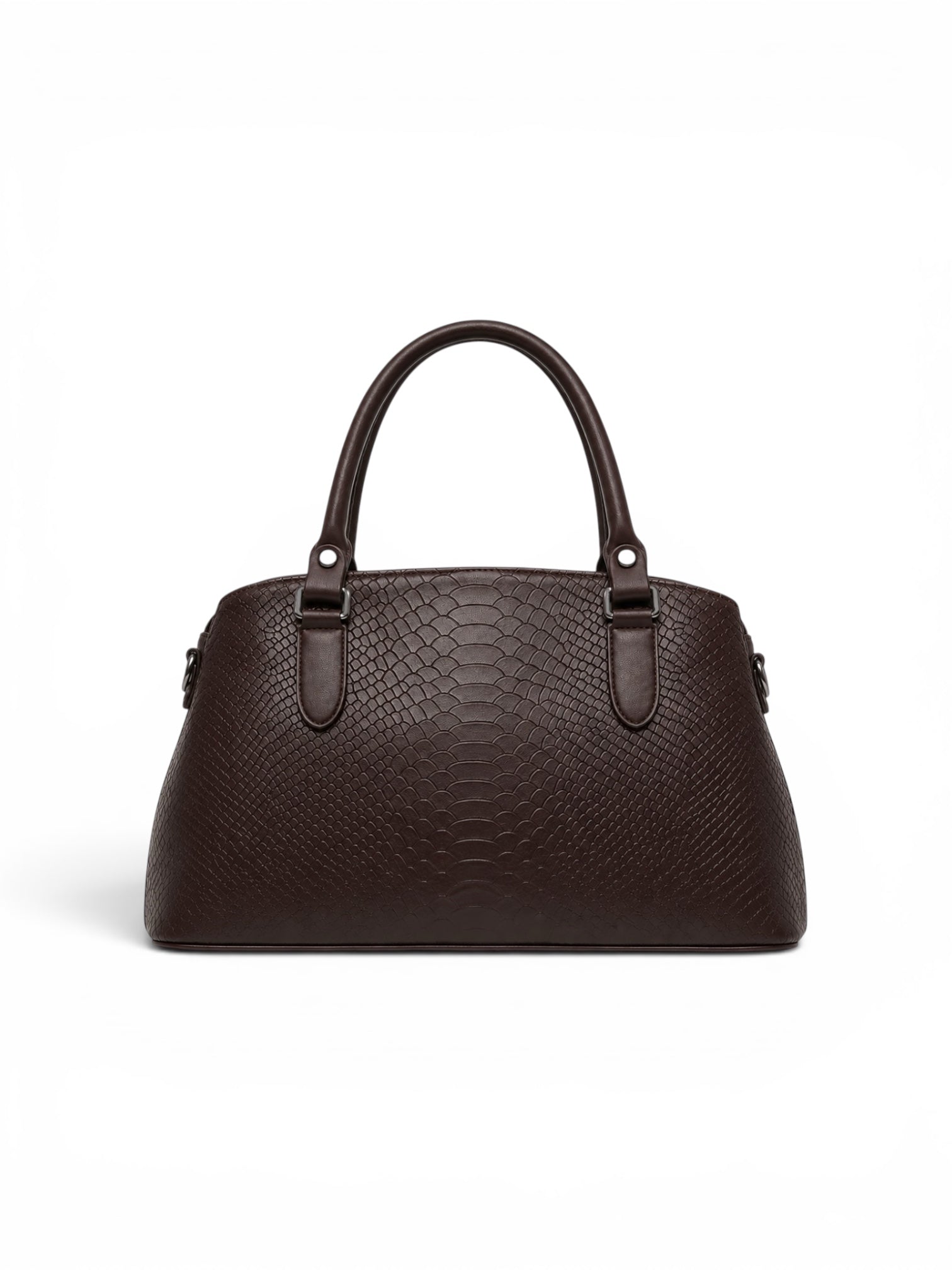 VL Kavron Luxury Dome Handbag | Premium Espresso Snakeskin Tote