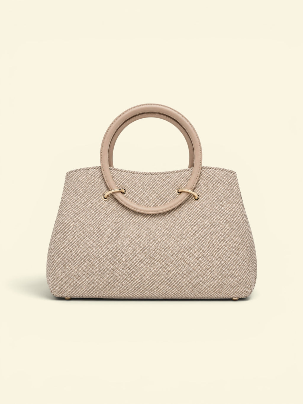 VL Riviera Luxury Woven Handbag | Premium Beige Top-Handle Tote