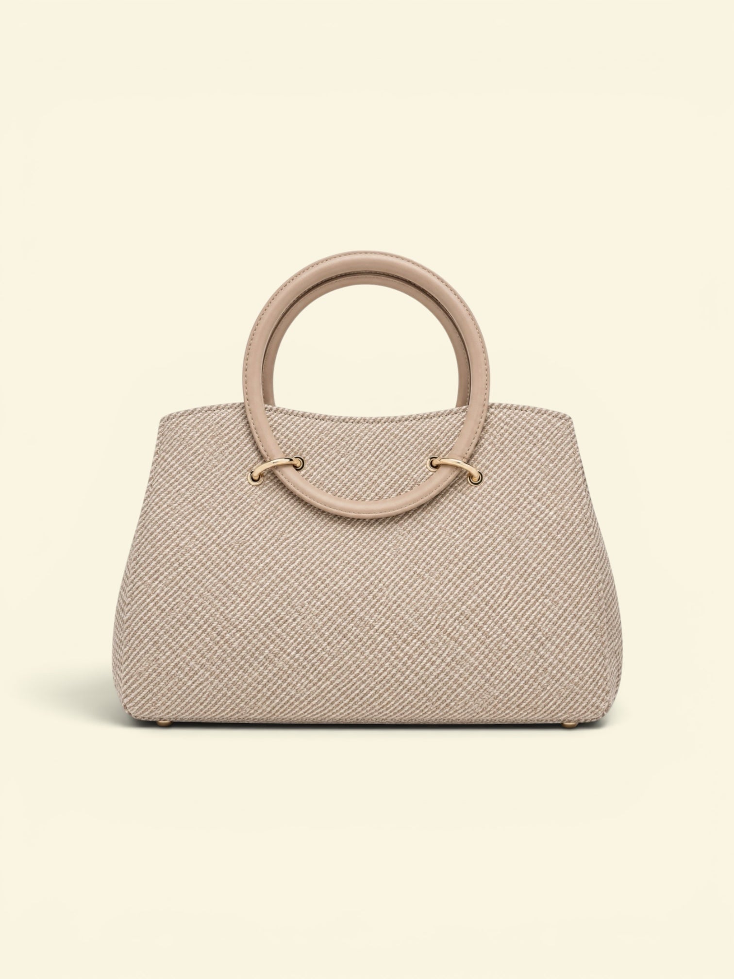 VL Riviera Luxury Woven Handbag | Premium Beige Top-Handle Tote