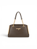 VL Aurevon Luxury Shoulder Bag | Premium Taupe Tote with Gold Hardware Accent