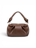 VL Rovelle Luxury Ruched Handbag | Premium Chocolate Brown Knotted Shoulder Bag