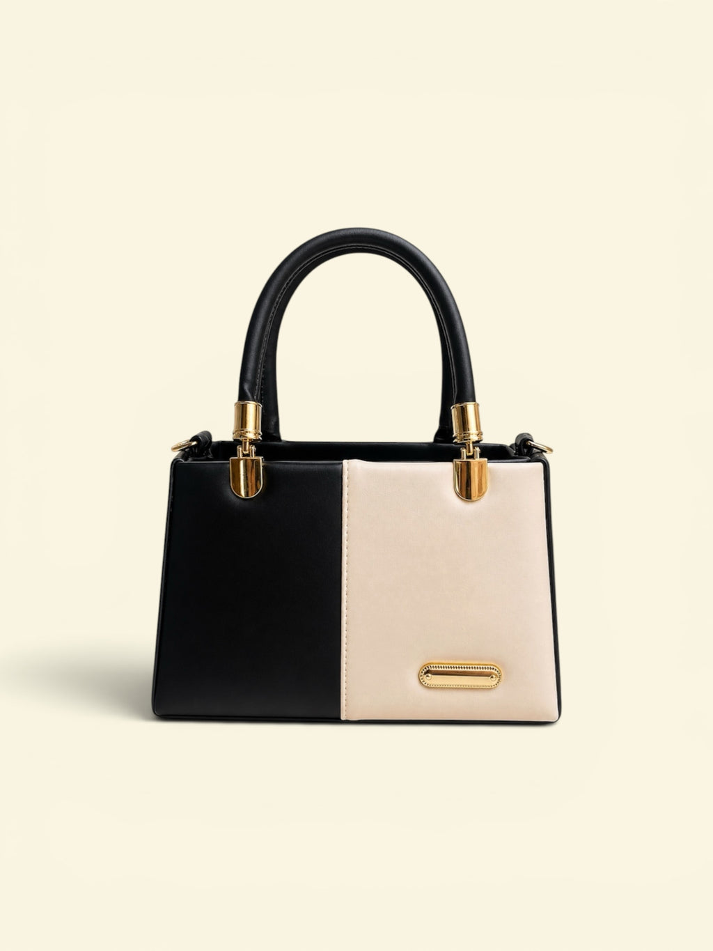 VL Monarque Luxury Crossbody Handbag | Premium Black & Cream Color-Block Tote