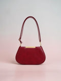 VL Ember Luxury Shoulder Bag | Premium Crimson Red Curved Saddle Handbag