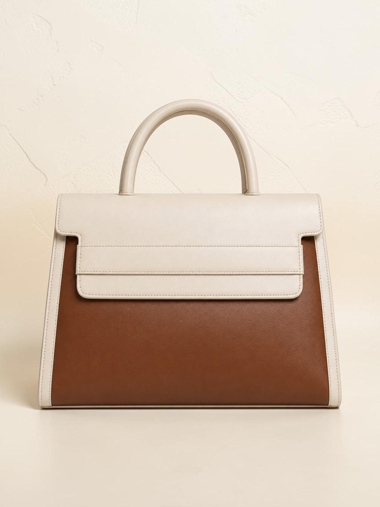 VL Velmora Luxury Satchel Bag | Premium Two-Tone Cream & Brown Top-Handle Handbag