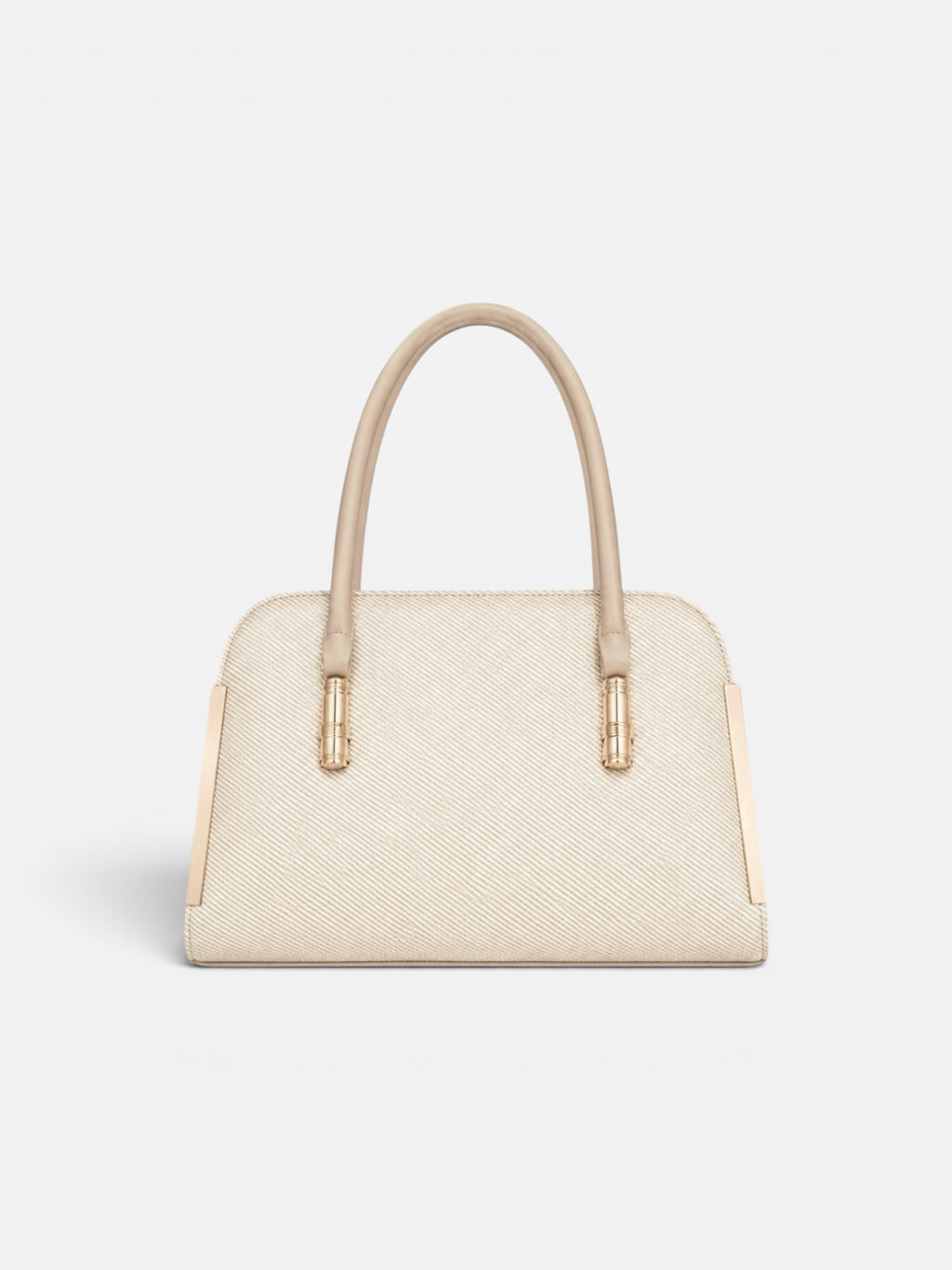 VL Ivera Luxury Satchel Bag | Premium Off-White Ribbed Top-Handle Handbag