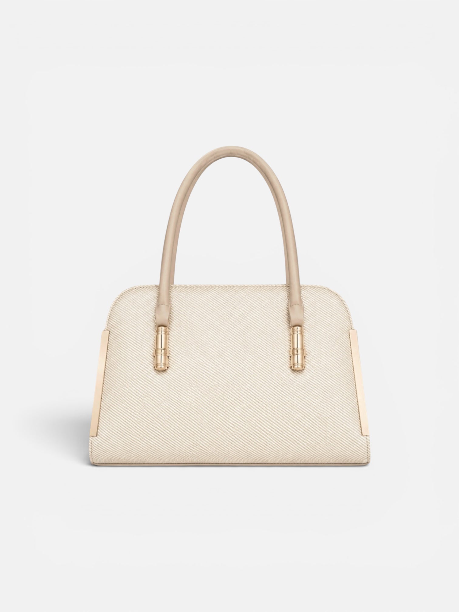 VL Ivera Luxury Satchel Bag | Premium Off-White Ribbed Top-Handle Handbag