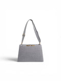 VL Silverea Luxury Shoulder Bag | Premium Silver-Grey Ridged Shimmer Handbag