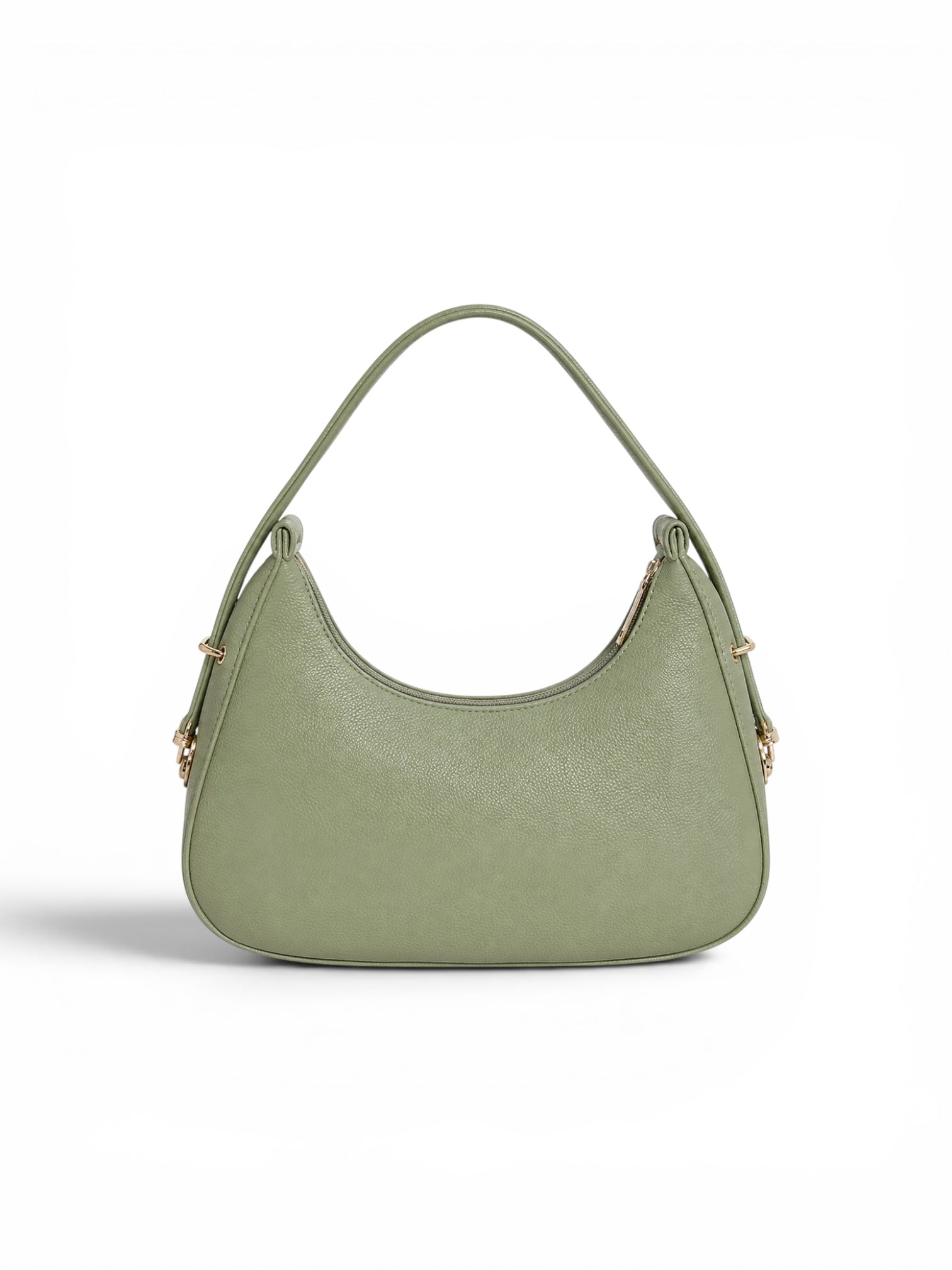 VL Thalassa Luxury Crescent Bag | Premium Sage Green Pebbled Leather Shoulder Bag