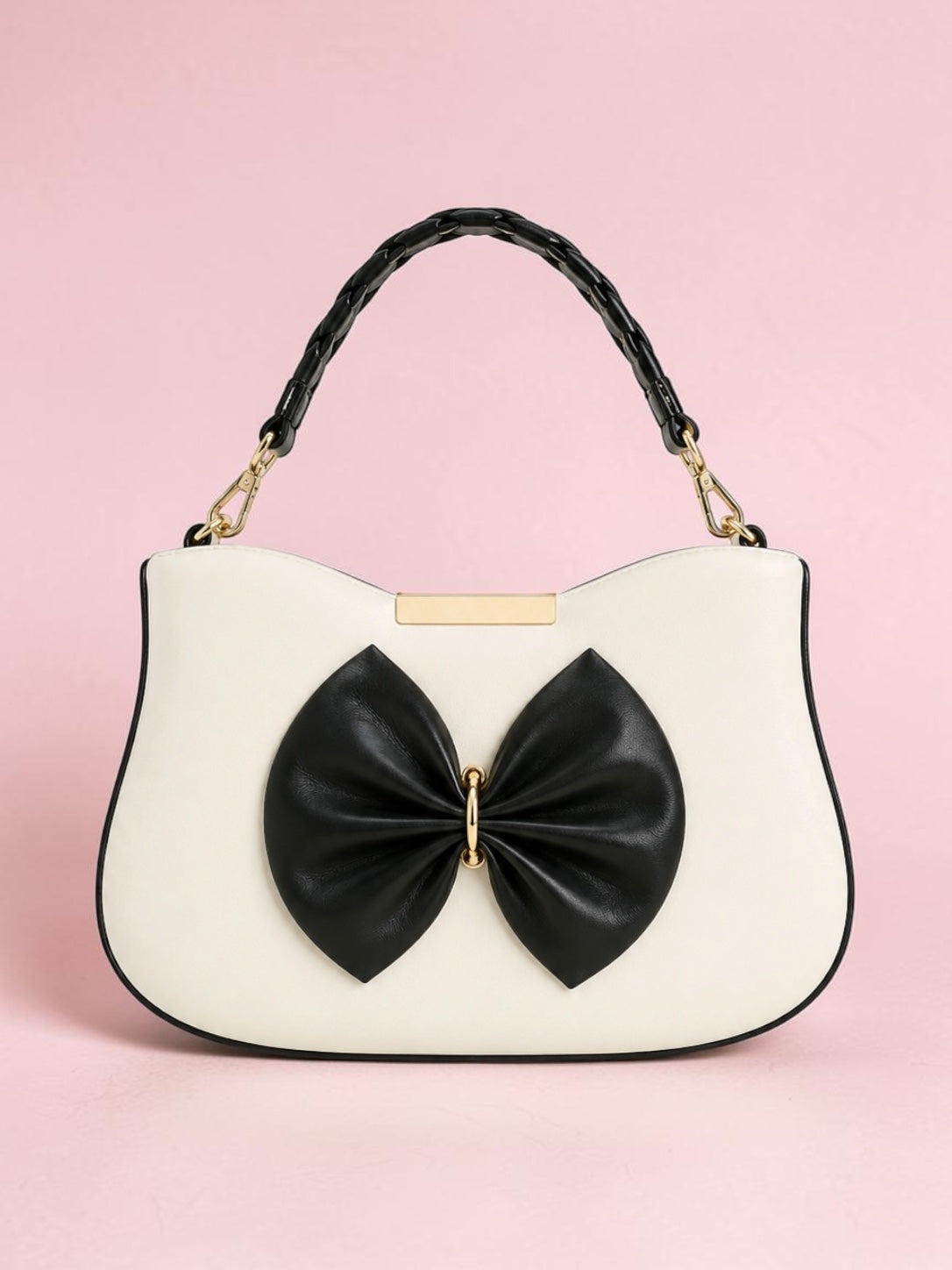 VL Fiocco Monochrome Statement Bow Handbag | Cream & Black