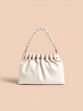 VL Eira Pearl Luxury Handbag | Premium Cream Ruched Clutch Shoulder Bag