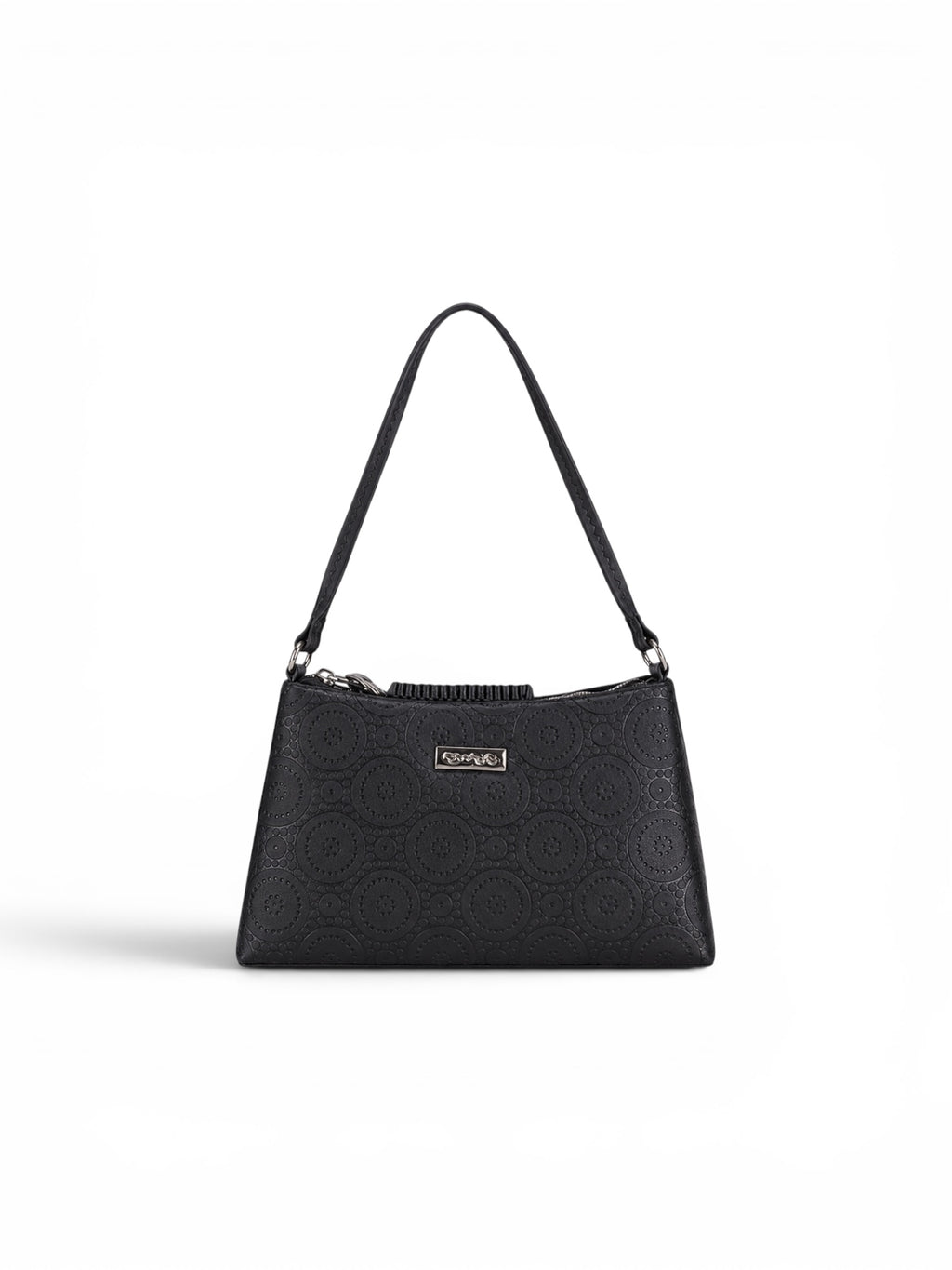 VL Noireva Luxury Shoulder Bag | Premium Embossed Black Baguette Handbag
